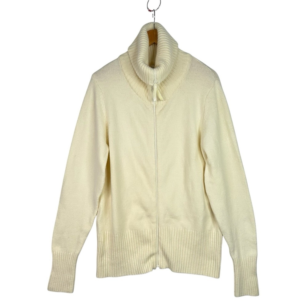Old Navy Cream Zip Front Sweater Cardigan XXL Winter Edition Lambswool Angora